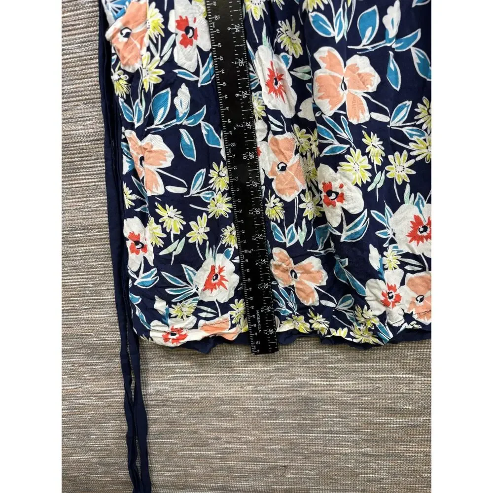 Gap Tank Dress Girls Size L Black Floral Drawstring Waist With Pockets